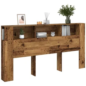 vidaXL Sänggavel m förvaring åldrat trä 200x18,5x102,5 cm konstr. trä