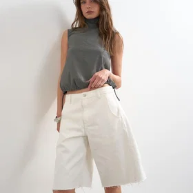 TOPSHOP Tsjoa Denim Barrel Shorts 34" (Dame)