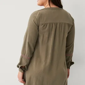 Zizzi Florina Brodert Langermet Kort Kjole
