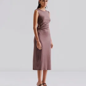 Malina Marquis Ruched Cut Out Jersey Midi Kjole