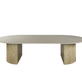 Mathi Table basse ovale en céramique aspect travertin