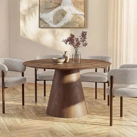 Vente Unique Table à manger ronde Naturel foncé