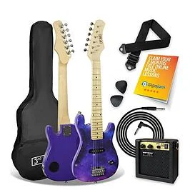 3rd Avenue Kids Electric Guitar Bundle Galaxy Purple Blue