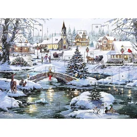 Temu Traditional Christmas Advent Calendar Snow Scene No Chocolate