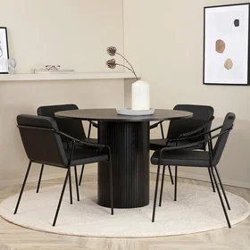 Venture Home Bianca matgrupp med 4 stolar Svart