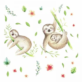 RoomMates Sloth Wallstickers Sloth Vinyle 34 pack