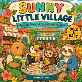 Sunny Little Village: Tropical Friends & Cozy Moments Coloring Book