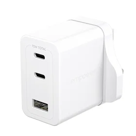 PanzerGlass empower Turbo EM83840 Dual USB-C + USB-A UK Plug Charger 70W