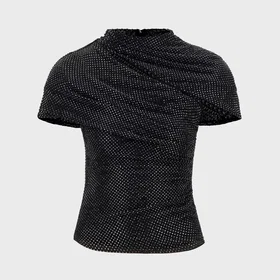 Self-Portrait Rhinestone Mesh Top (Women's)
