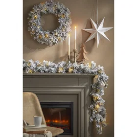 Black 1040233 Dinsmore couronne de Noël avec lumières LED 60cm