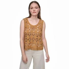DKNY Crochet Scoop Vest (Dam)