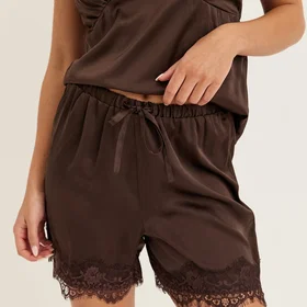 Bubbleroom Satin Lace Shorts (Naisten)