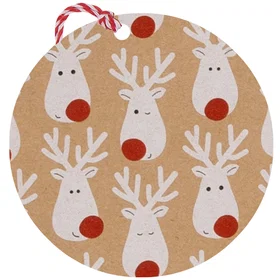 Glick Gift Tag Paper Reindeer 6pk