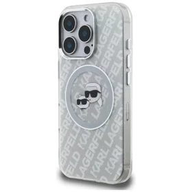 Karl Lagerfeld IML Glitter Karl & Choupette Heads Logo MagSafe Case pour iPhone 