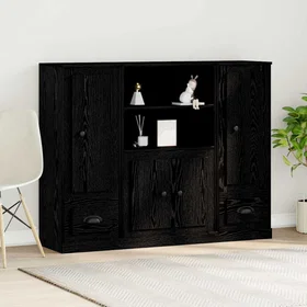 vidaXL High Cabinet Svart Ek 132x35.5x103.5cm (3333078)
