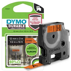 Dymo D1 12mm Musta kirkkaalla