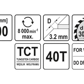 Yato YT-60652 Cirkelsågblad 200x30mm 40T Karbid