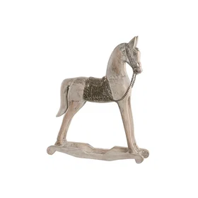 NIYLO Cheval en Bois de Manguier Marron