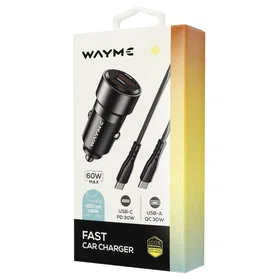 WAYME 63103 USB 30W + USB-C PD 30W avec câble USB-C vers USB 60W