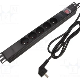 Lanberg PDU-05E-0200-BK 5-vägs överspänningsskyddad strömbrytare 2m PDU-05E-0200-BK