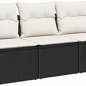 vidaXL Soffgrupp 3 st Svart 196 x 62 x 85cm konst rotting