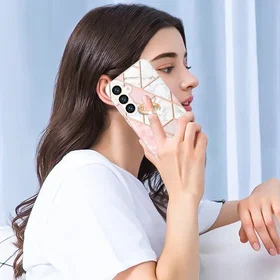 Marmormönstrat Etfodral med Ringhållare för Samsung Galaxy S24 Plus