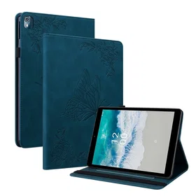Perhonen Läderfodral med fjärilsblommönster för Nokia T10 (2022)