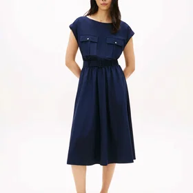 Tommy Hilfiger Belted Wool Blend Midi Dress
