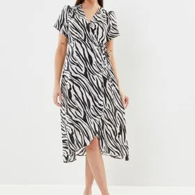 Suncoo Paris Cindia Zebra Print Midi Kjole