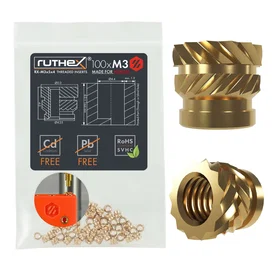 Ruthex Voron Indsæt Messing M3x5x4 100-pack GE-M3x5x4-001