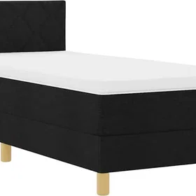 vidaXL Box Spring Bed with Mattress & LED Black 100x200 cm Fabric