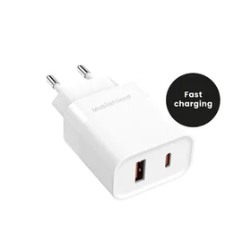 MobileFriend PD 22275 Dubbel USB-C + USB-A Väggladdare 30W