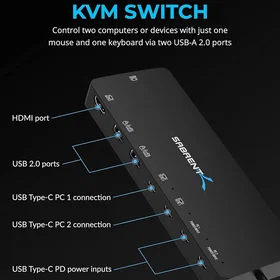 Sabrent USB-CKDH 2-Port KVM Switch
