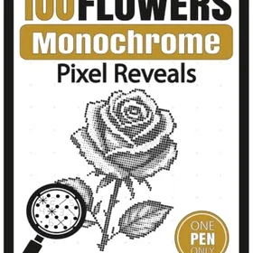 100 Flowers Monochrome Pixel Reveal: One-Pen Color by Number Bok för Vuxna