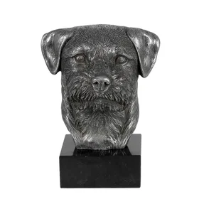 Art-Dog Border Terrier Figurine en Marbre Métal Argenté