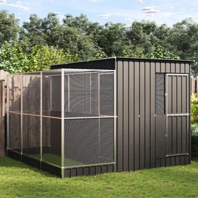 vidaXL Aviary med utvidelse Sølv 290x303x216 cm Stål