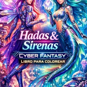 Hadas & Sirenas Cyber Fantasy Färgläggningsbok för Barn och Vuxna