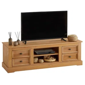 IDIMEX KENT Meuble TV 4 tiroirs 2 étagères 144x46x45cm