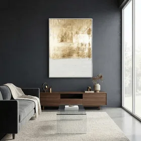 NIYLO Tableau Peint Main En Tissu Doré 103x4x142cm