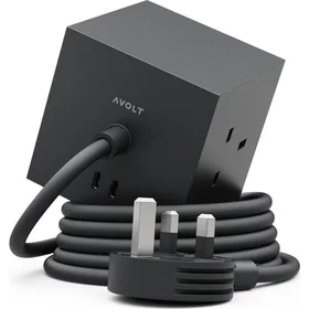 Avolt Square 1 5-Way Power Strip with USB 1.8m