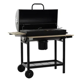 NIYLO Barbecue en acier et bois noir 108x71x103 cm