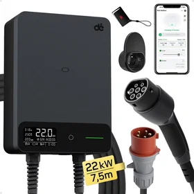dé Wallbox 22kW 6-32A 3-fas Typ 2 7m kabel RFID