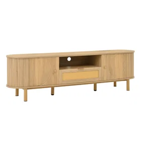 Urban TV ovale effet bois clair, 2 portes coulissantes