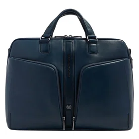 Piquadro Tasker Bag (Blue, Leather, 15.6")