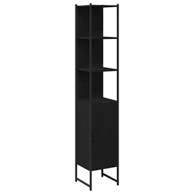 vidaXL Badrumsmöbelset 4 Stycken Svart Konstruerat Trä 33 x 33 x 185,5 cm