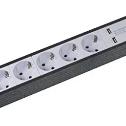 as - Schwabe 6-Way Power Strip with 2x USB Surge Protected 1.5m 18212