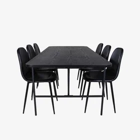 Venture Home Uno matgrupp Svart MDF Stål Polyester Polyuretan 200x90 cm H74 cm