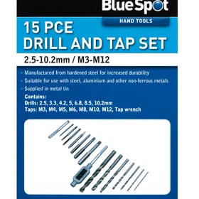 Blue Spot Jeu de forets et tarauds 20512 M3-M12