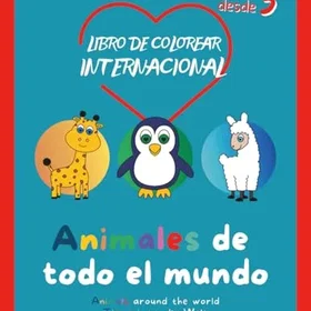 Libro para Colorear International de Animales Färgläggningsbok för barn
