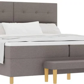vidaXL Sängbotten med madrass och bänk Taupe 200x200 cm tyg